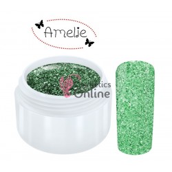 Gel UV Amelie color cu sclipici Extreme Glitter Green 5ml + 1 Cutie cu paiete Holografice Cadou